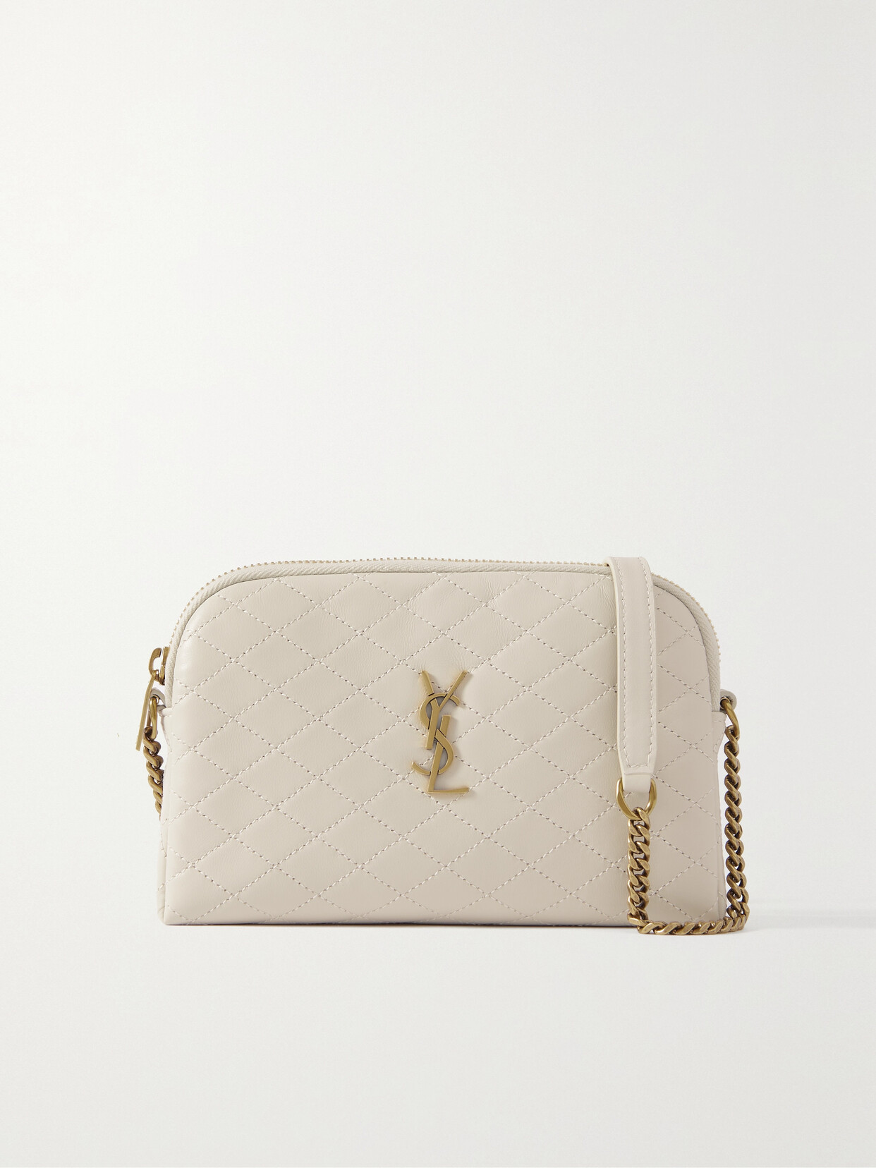 Saint Laurent Gaby Quilted Leather Shoulder Bag In White