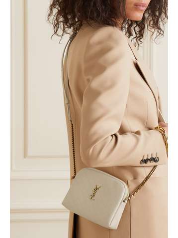 Saint Laurent Gaby Micro Vegan Leather And Canvas Crossbody Bag in Natural