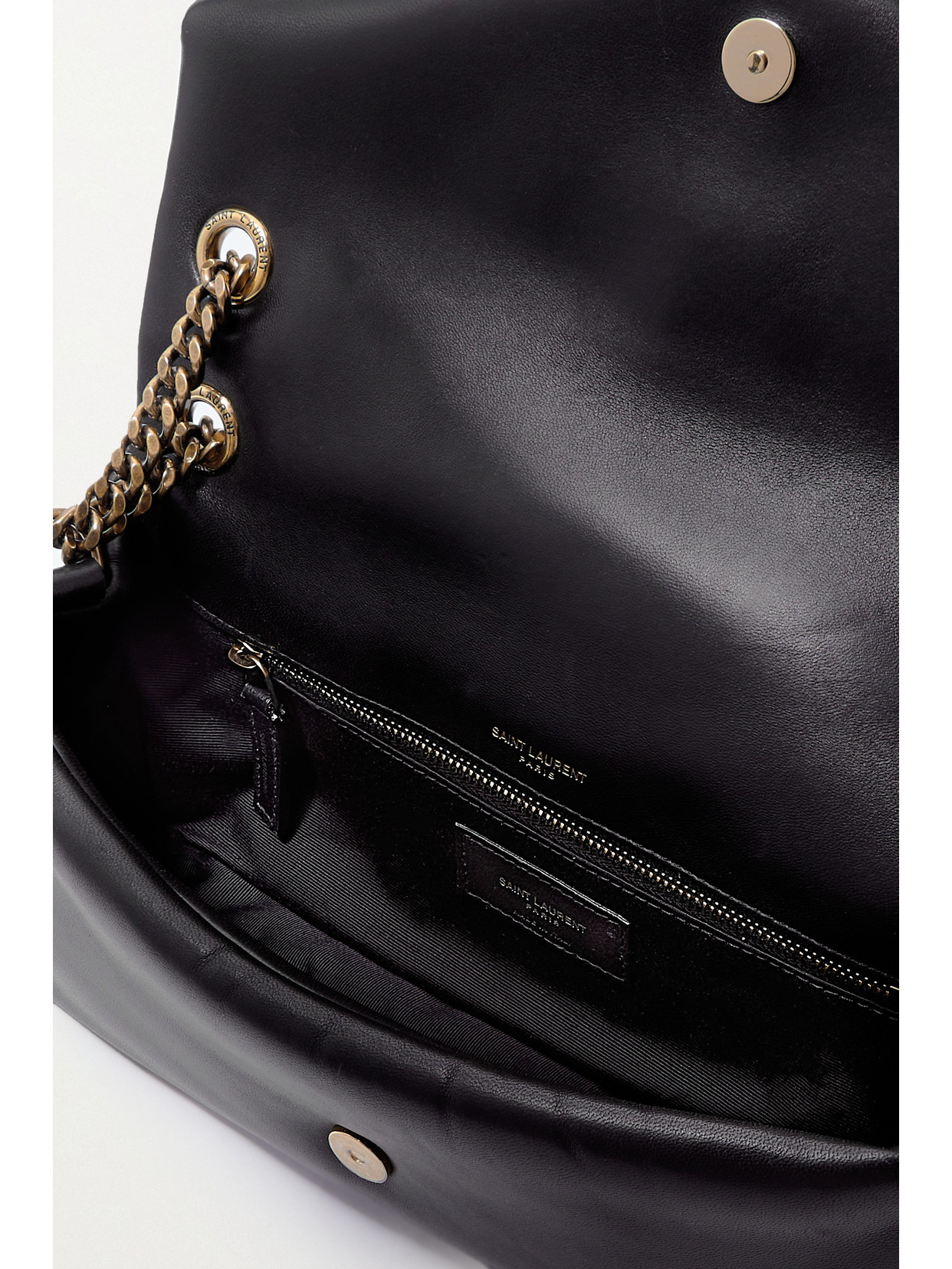 Saint Laurent Calypso Ysl Padded Lambskin Chain Shoulder Bag In Black