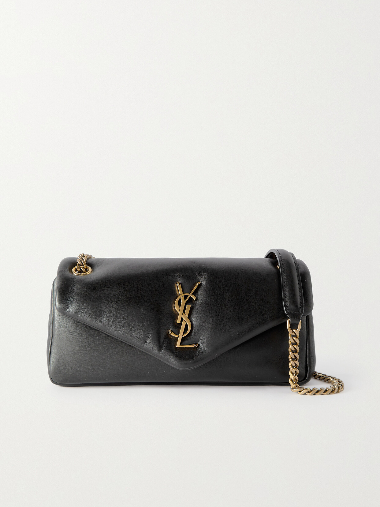 Saint Laurent Calypso Ysl Padded Lambskin Chain Shoulder Bag In Black