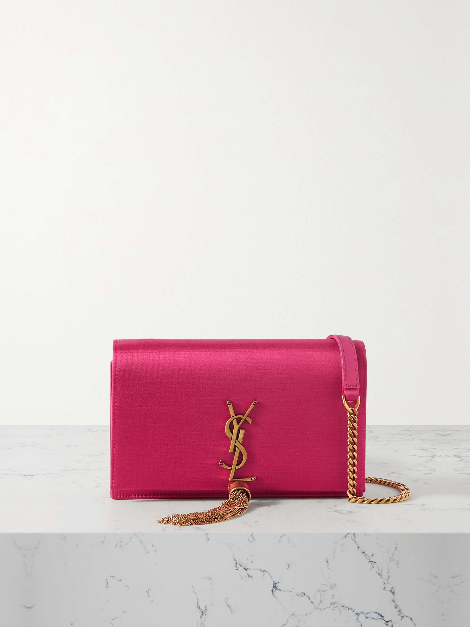 SAINT LAURENT Kate leathertrimmed satin shoulder bag NETAPORTER