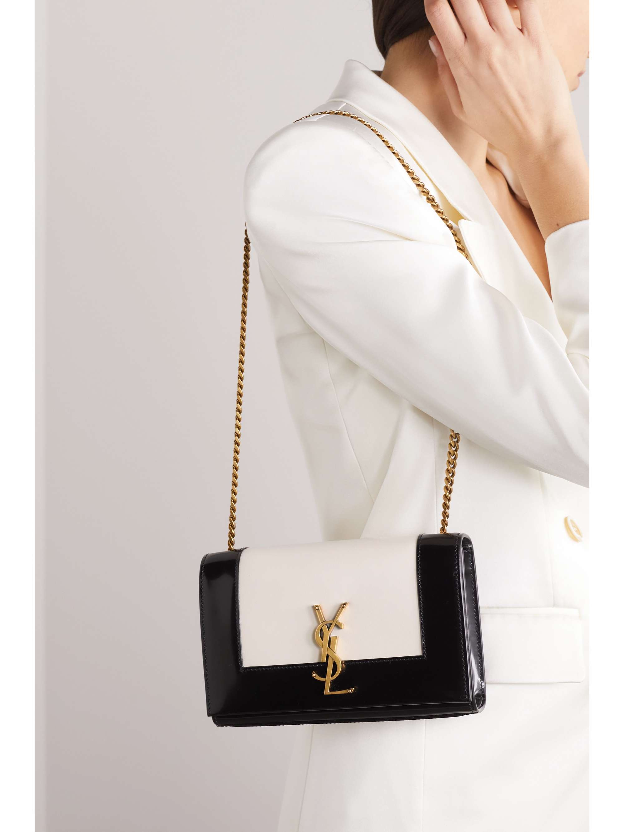 SAINT LAURENT Kate small two-tone leather shoulder bag | NET-A-PORTER