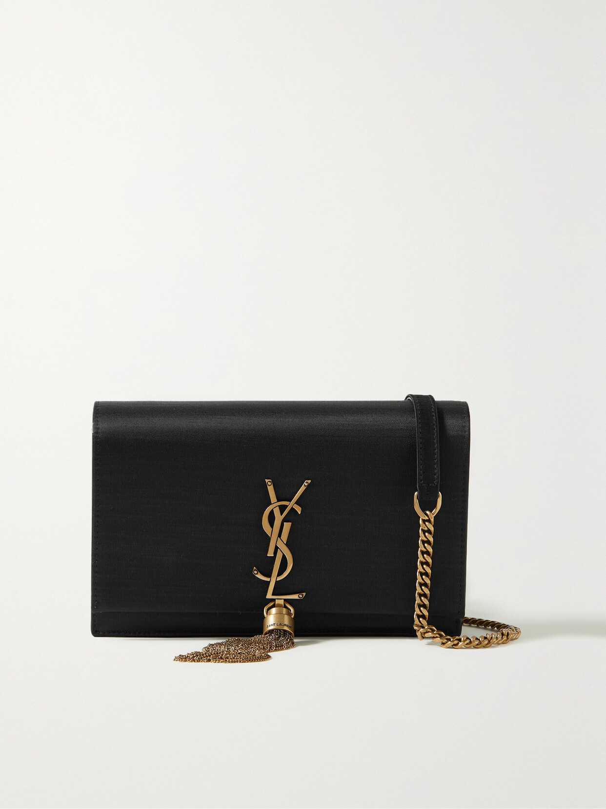 Saint Laurent Kate Satin Shoulder Bag In Black