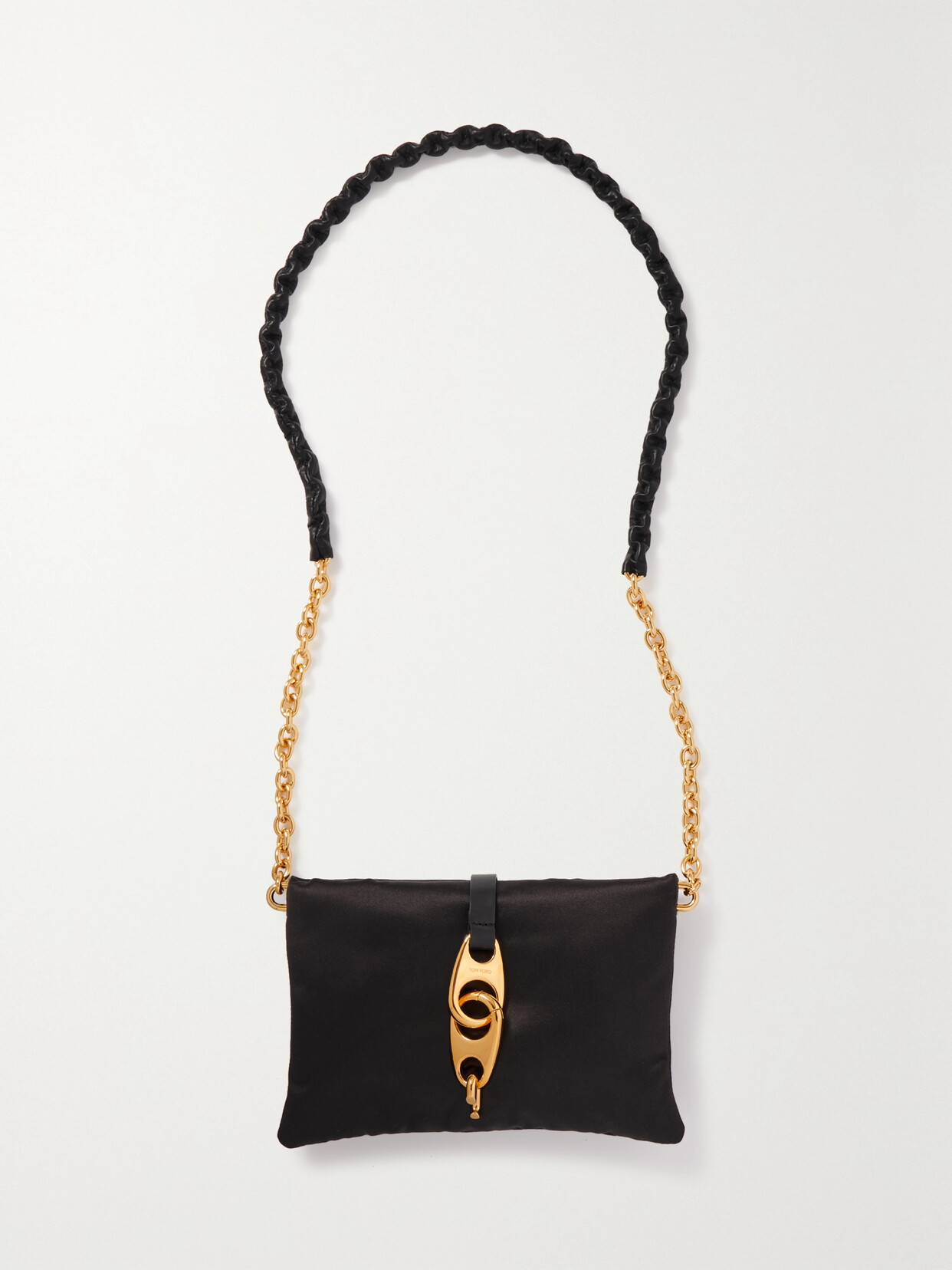 TOM FORD - Pillow Carine Small Embellished Leather-trimmed Satin Shoulder Bag - Black
