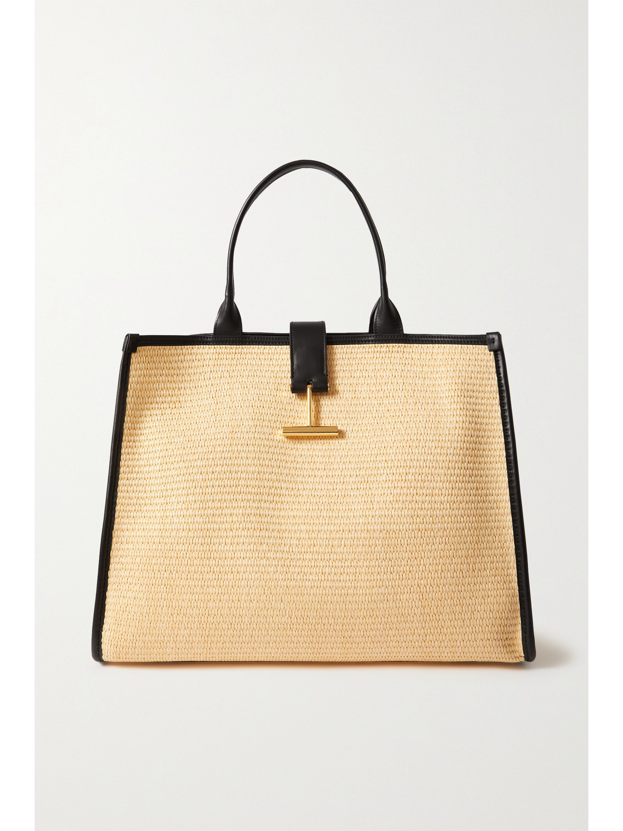 TOM FORD - Tara Leather-trimmed Raffia Tote - Neutrals