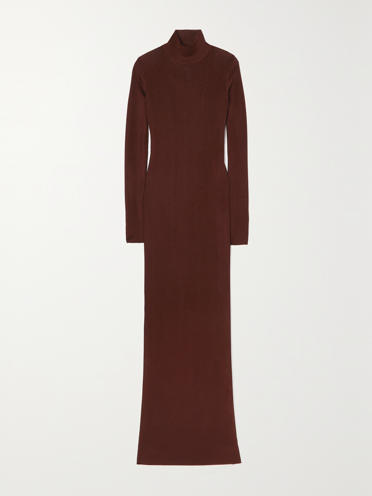 SAINT LAURENT - Knitted Turtleneck Maxi Dress - Brown