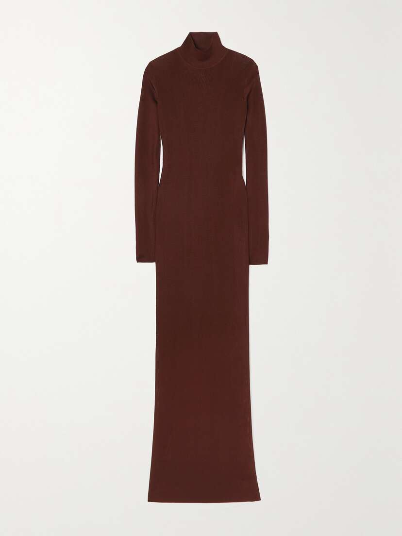 Saint Laurent Knitted Turtleneck Maxi Dress