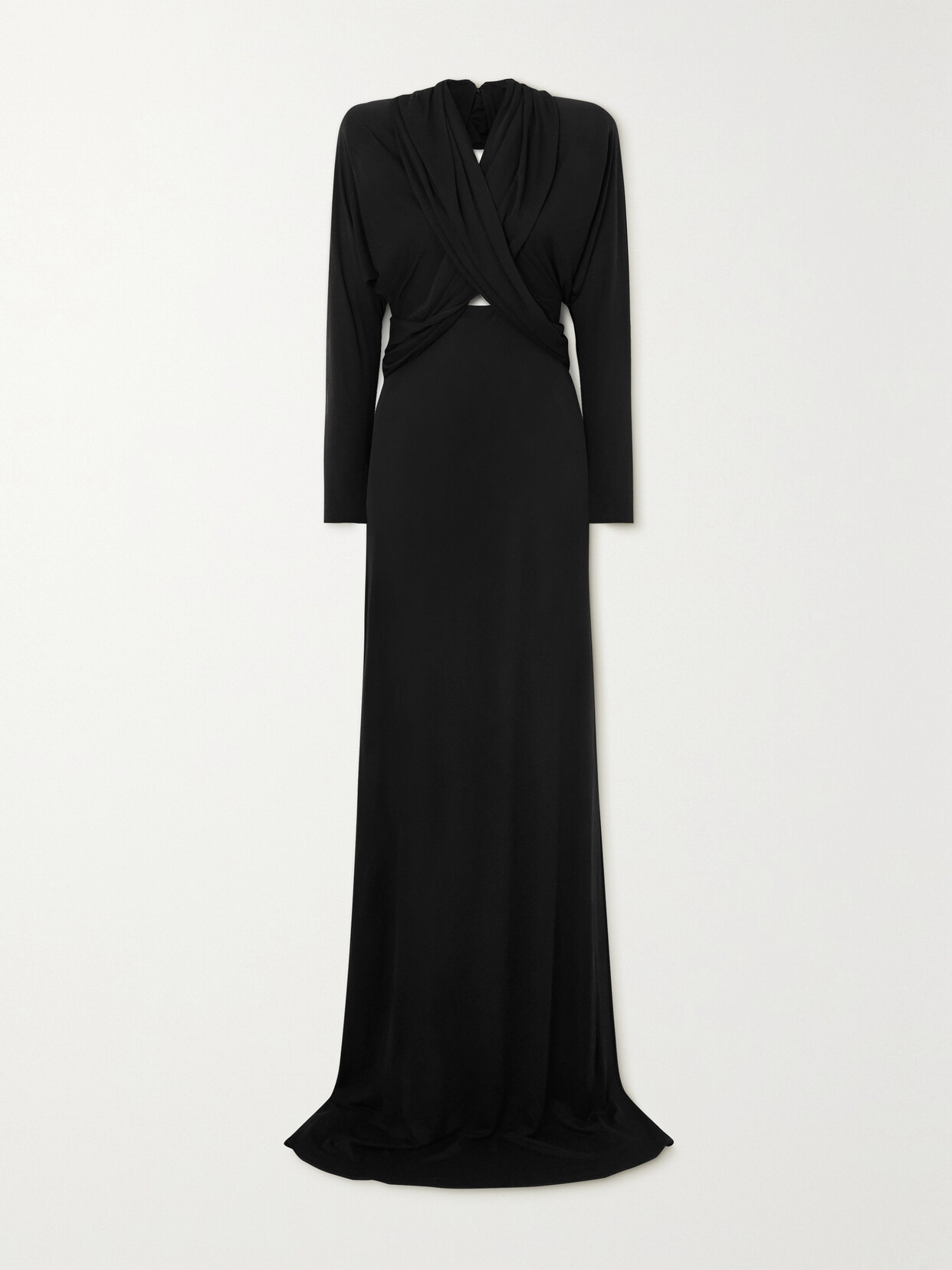 Saint Laurent Open-back Hooded Stretch-crepe Maxi Dress In Black