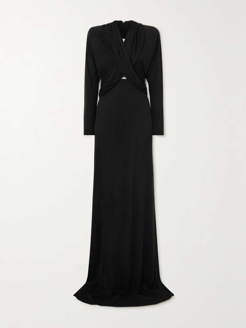 Saint Laurent Open-back Hooded Stretch-crepe Maxi Dress