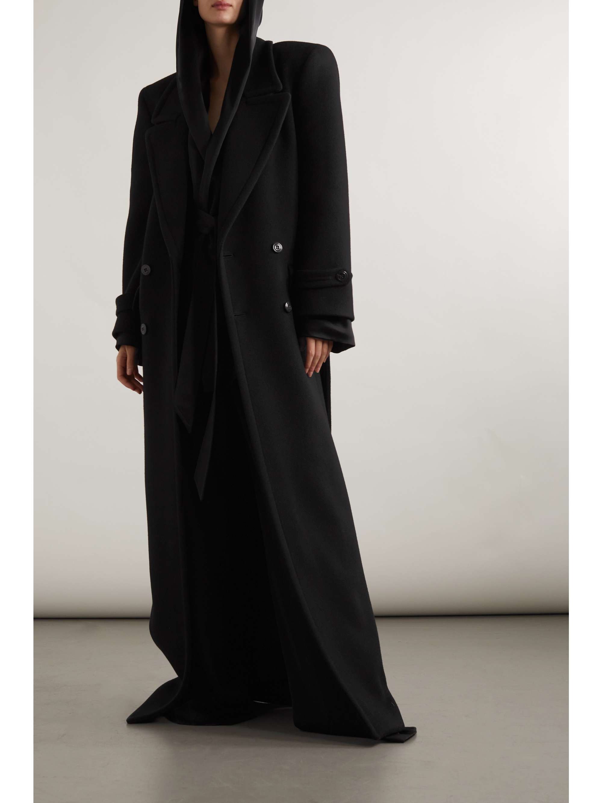 SAINT LAURENT Oversized belted double-breasted wool coat | NET-A-PORTER