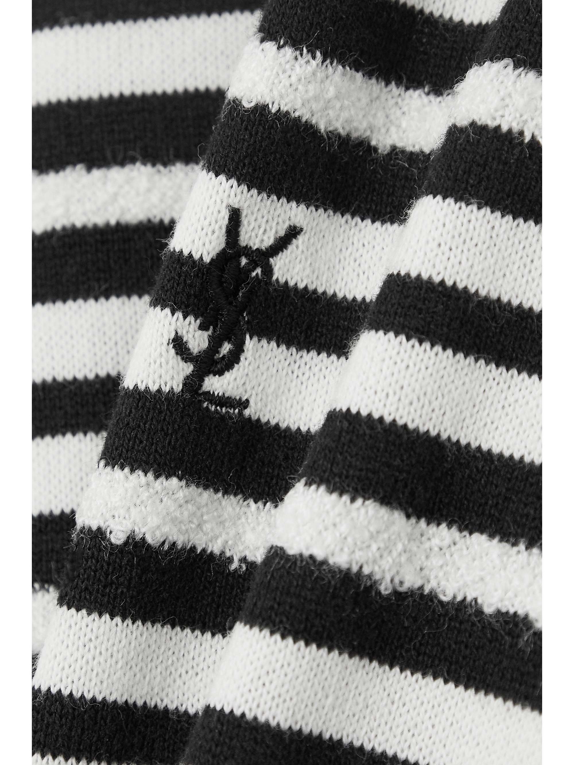SAINT LAURENT Distressed striped cotton tank