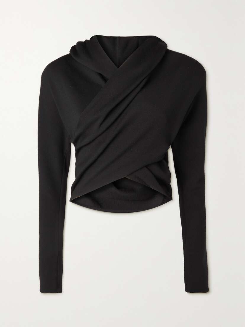 Saint Laurent Cropped Twist-front Wool Hoodie