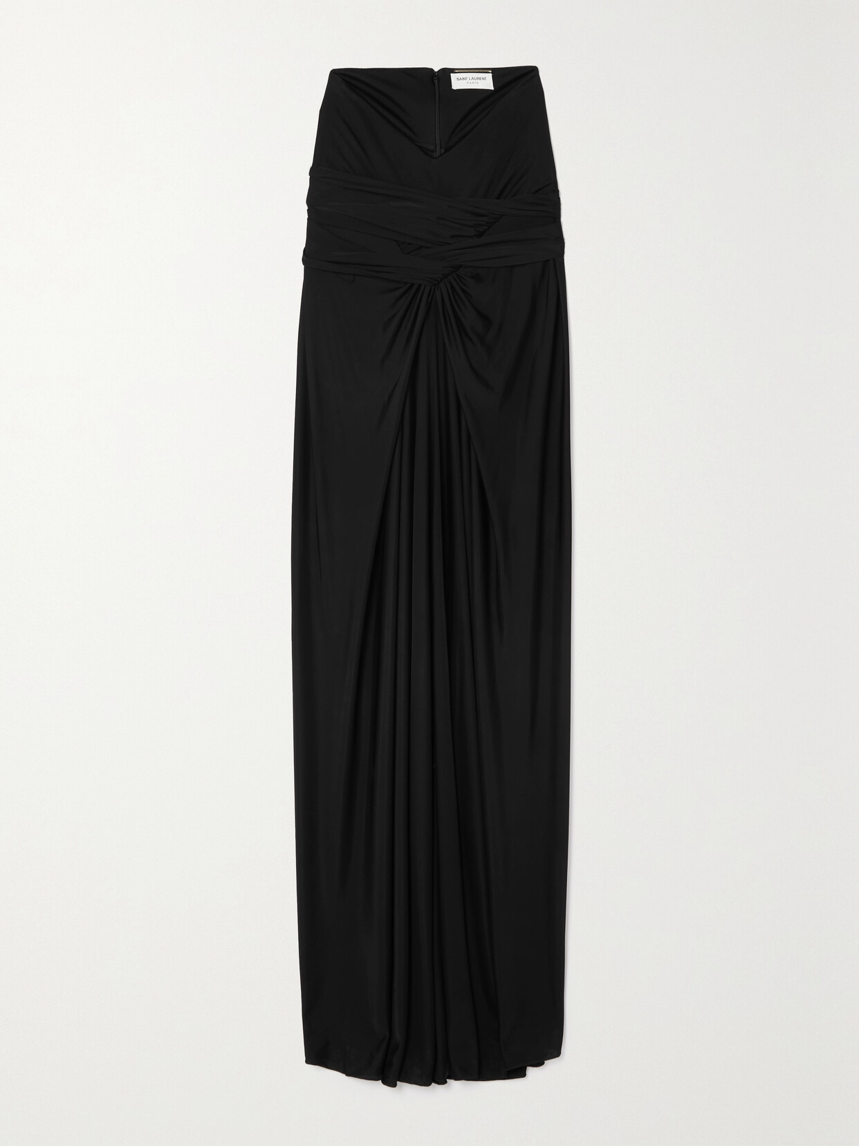 Saint Laurent Twisted Knitted Maxi Skirt In Black