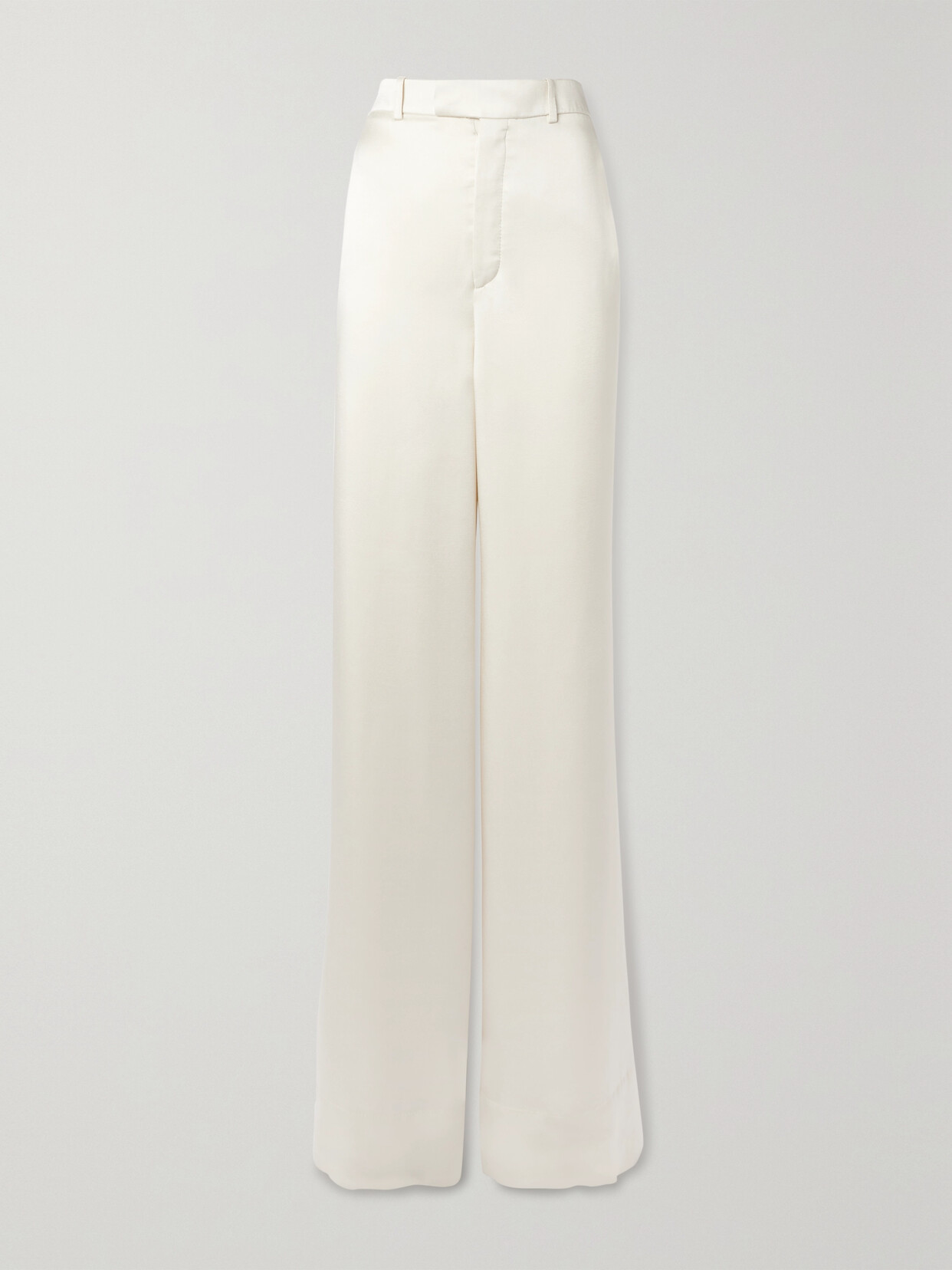 Shop Saint Laurent Satin-crepe Wide-leg Pants In Cream