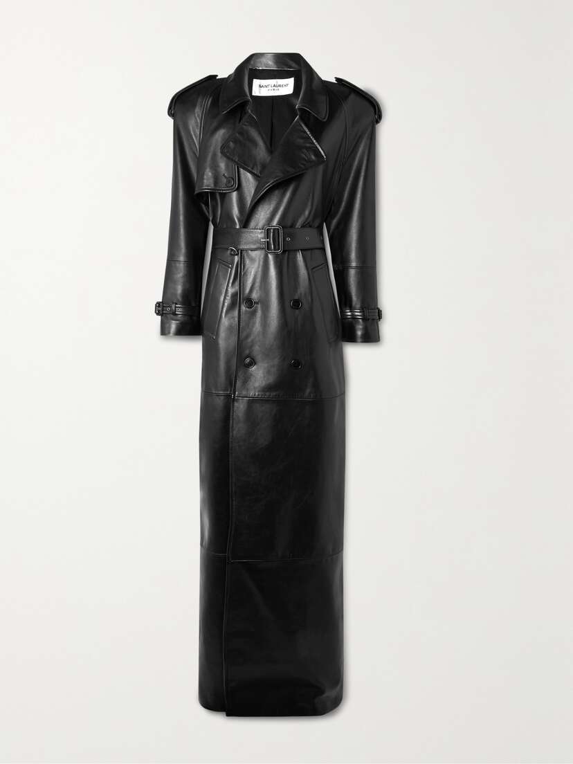 Saint Laurent Belted Leather Trench Coat
