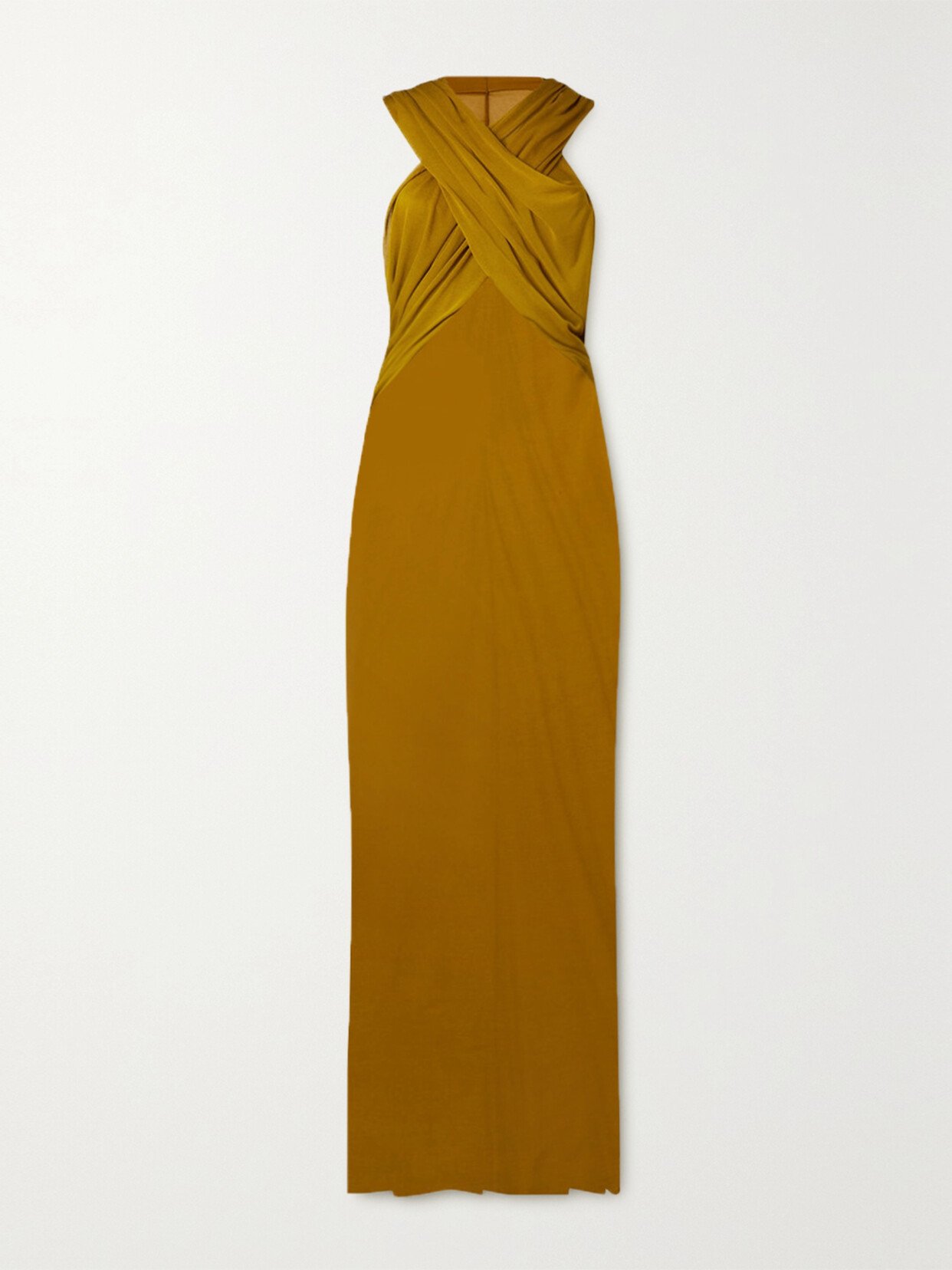 Saint Laurent High-neck Jersey Maxi Dress In Gold