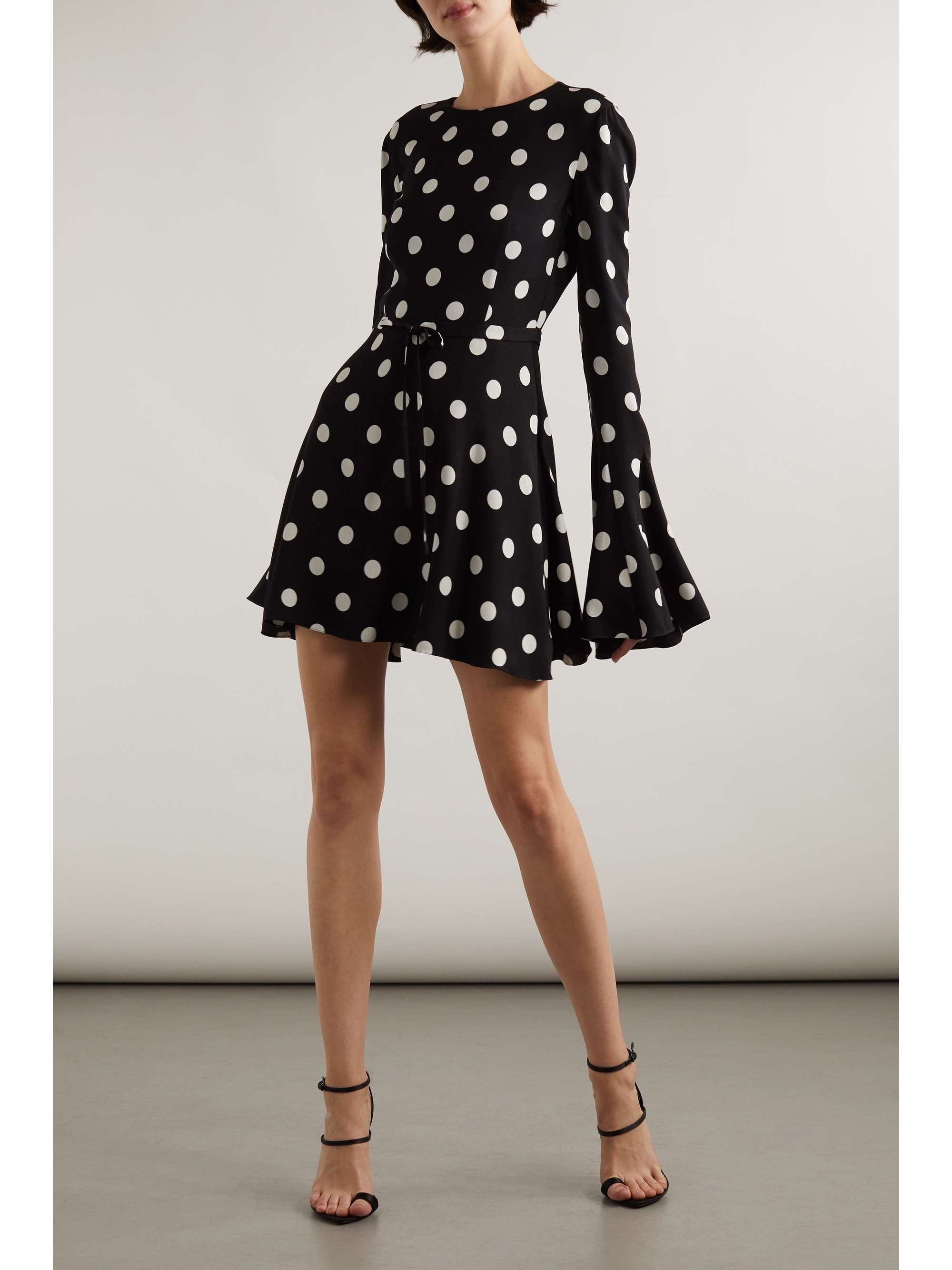 SAINT LAURENT Mini-robe dos ouvert en crêpe à pois