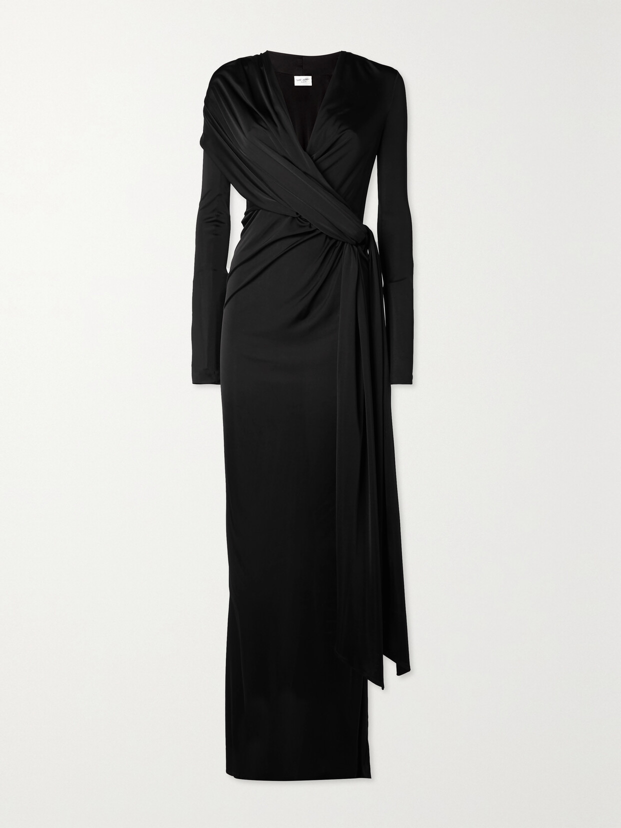 Saint Laurent Draped Satin-jersey Gown In Black