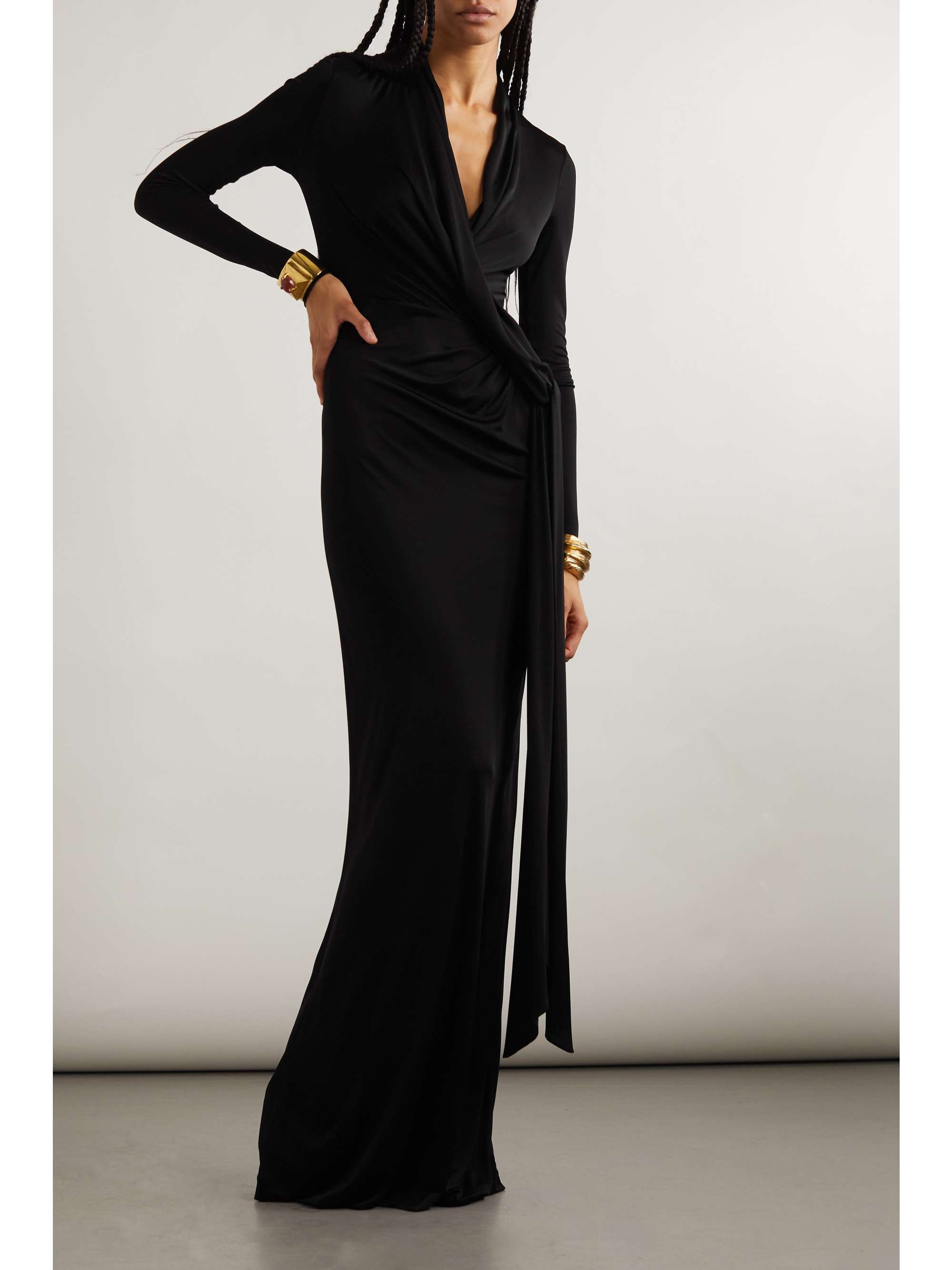 SAINT LAURENT Draped satin-jersey gown | NET-A-PORTER