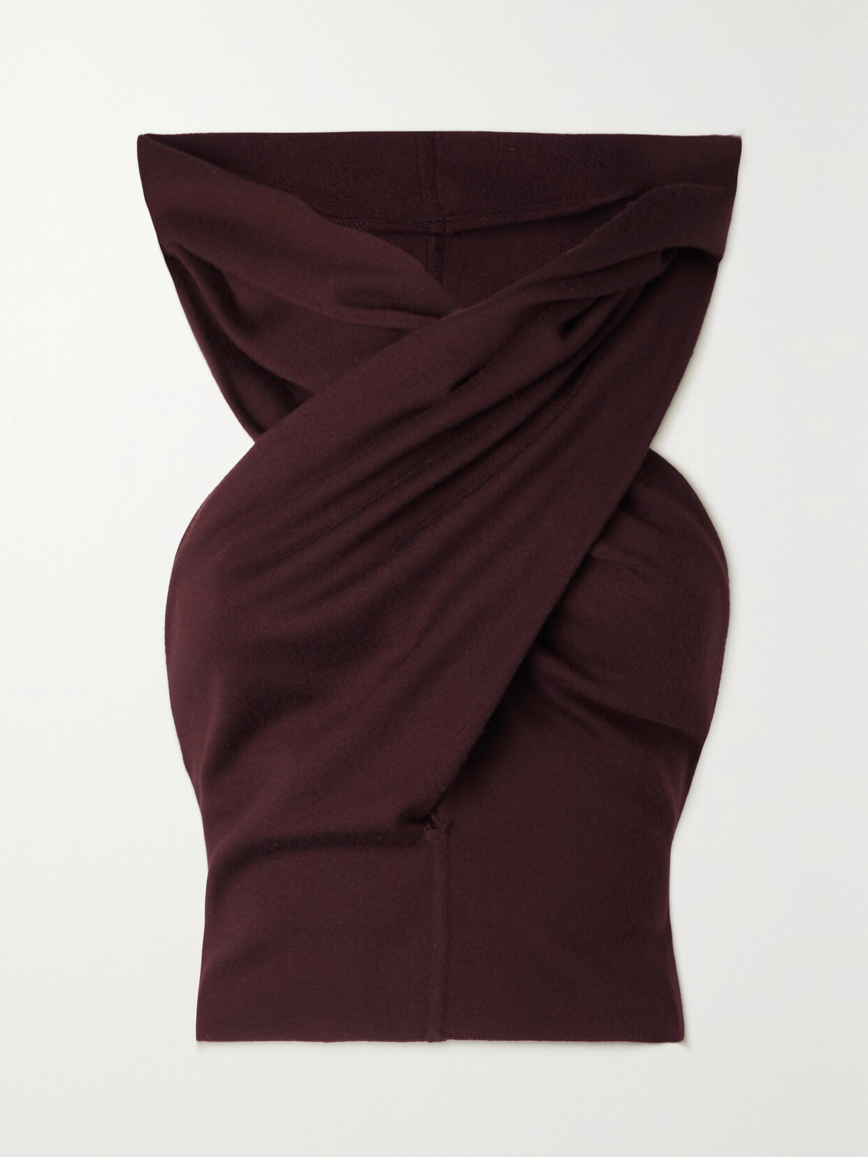 Saint Laurent Hooded Twisted Wool Top In Burgundy