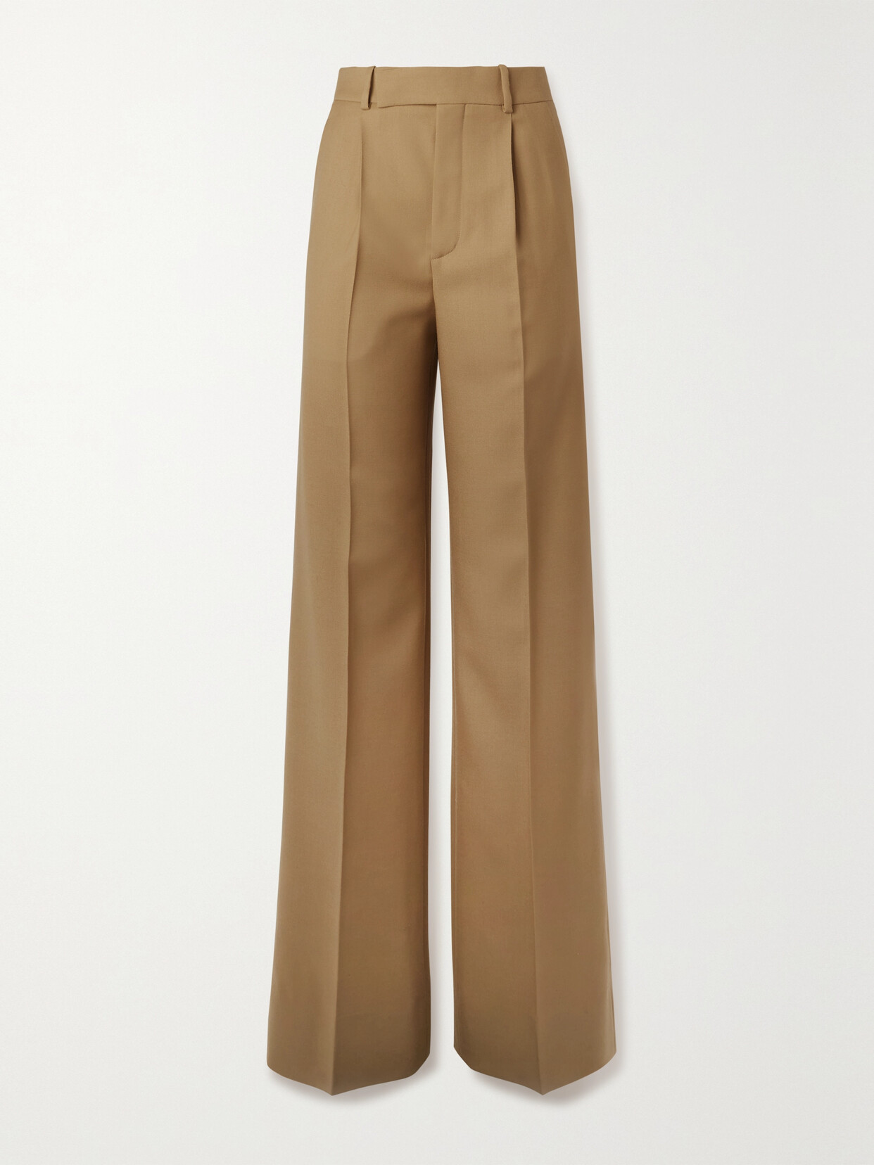 SAINT LAURENT Pleated Wool-twill Straight-leg Pants - Neutrals