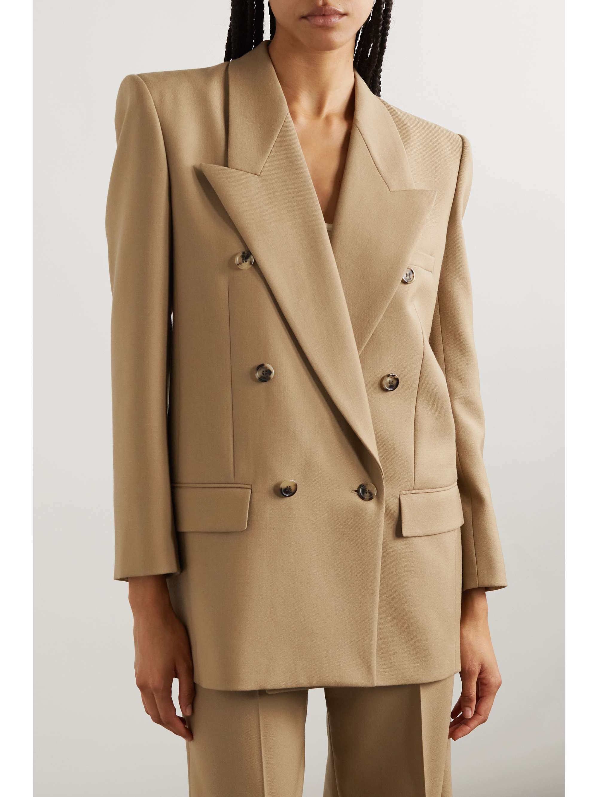 Saint Laurent Double-Breasted Wool Coat - Brown