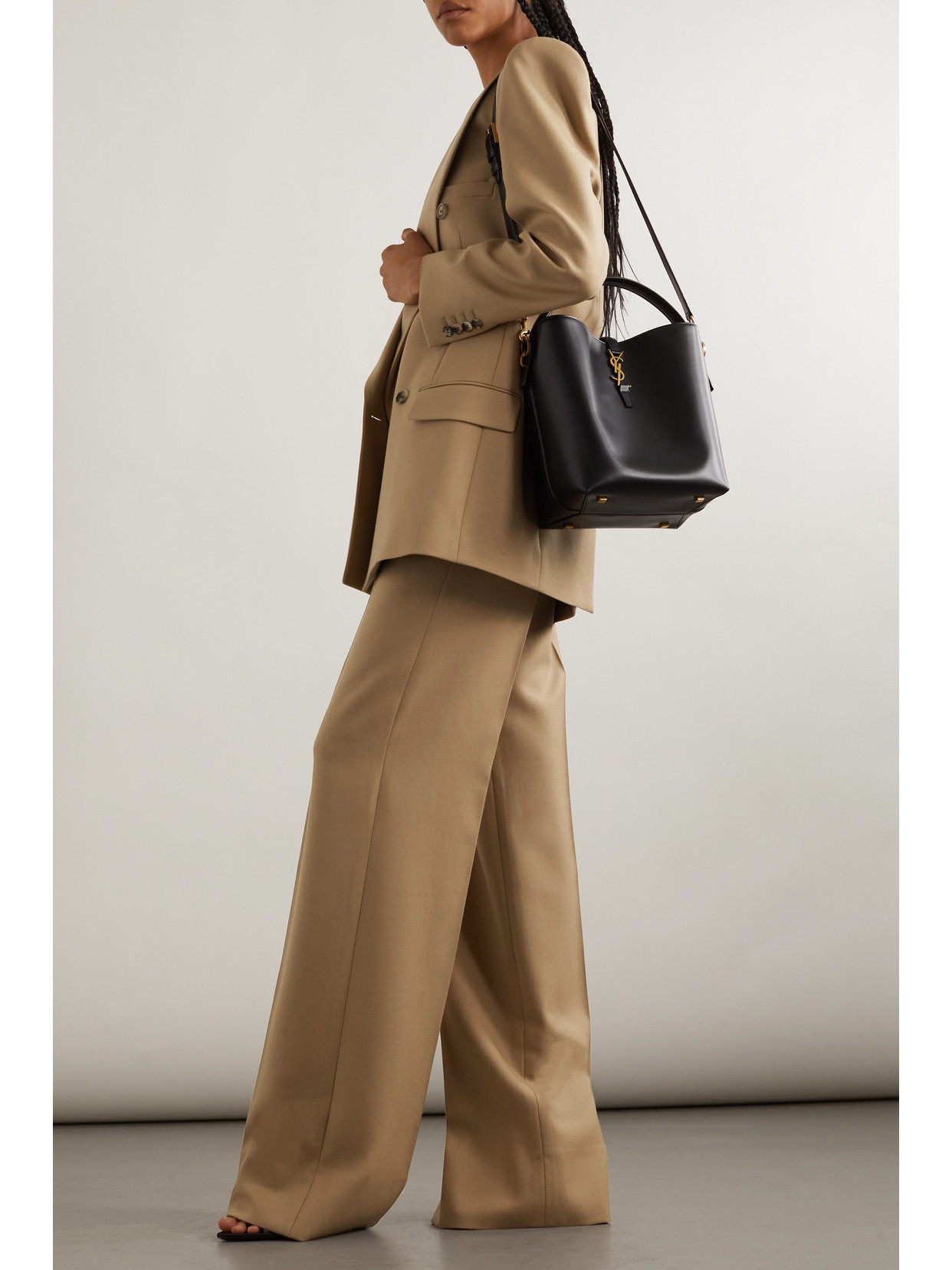Saint Laurent Wool Gabardine Blazer In Neutrals