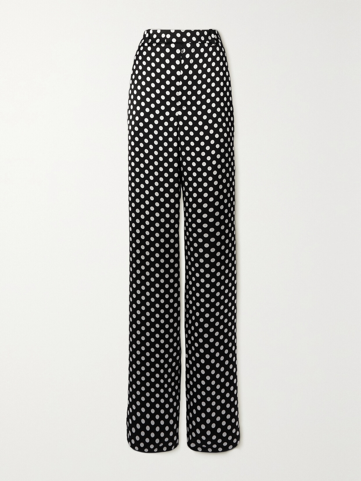 SAINT LAURENT Polka-dot Satin-crepe Wide-leg Pants - Gray