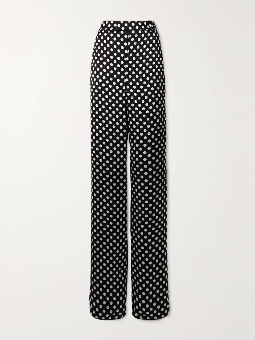 Saint Laurent Polka-dot Satin-crepe Wide-leg Pants