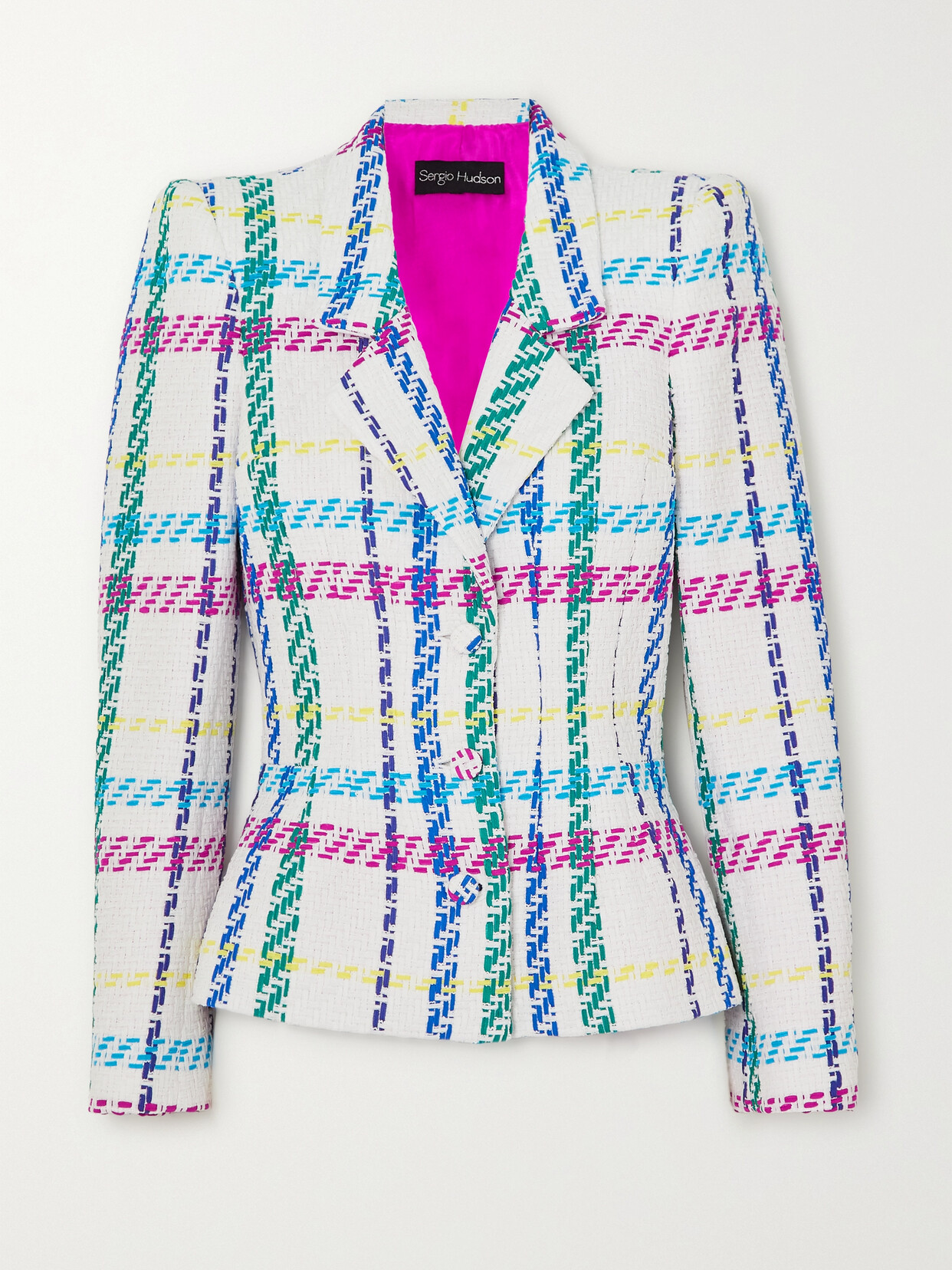 Sergio Hudson - Checked Cotton-blend Blazer - White