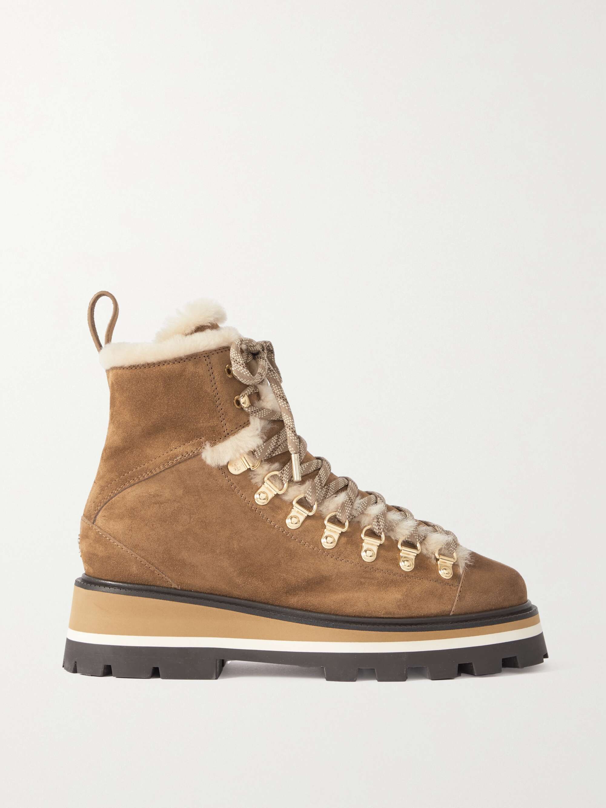 JIMMY CHOO Chike shearling-trimmed leather ankle boots | NET-A-PORTER