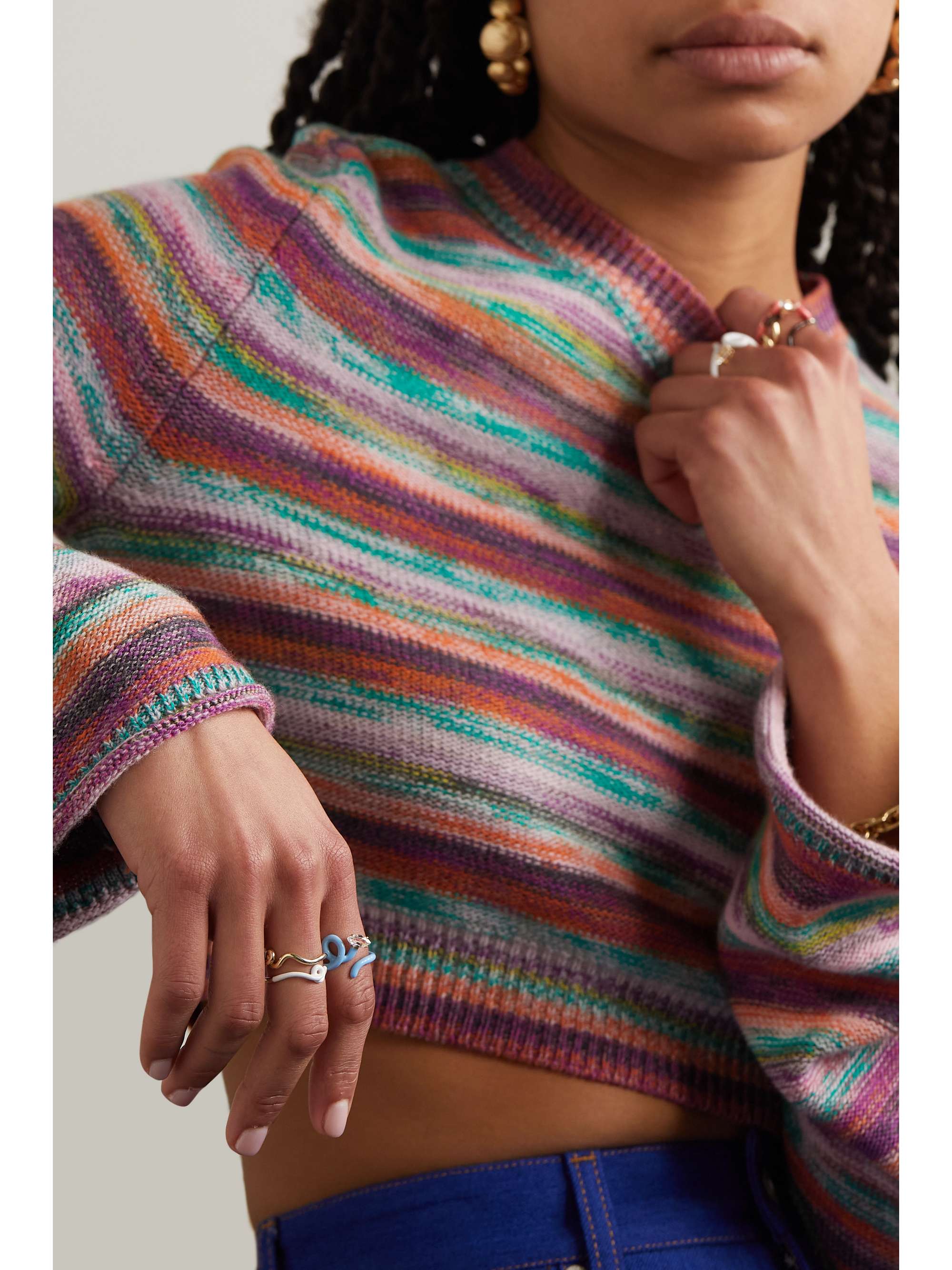 BEA BONGIASCA Wave 9-karat gold and enamel ring