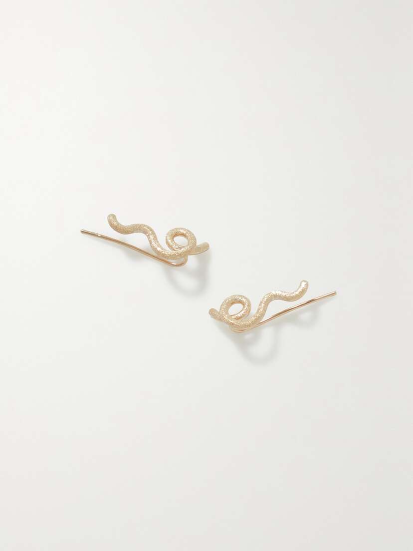 Bea Bongiasca Short Wave Hammered Gold Earrings