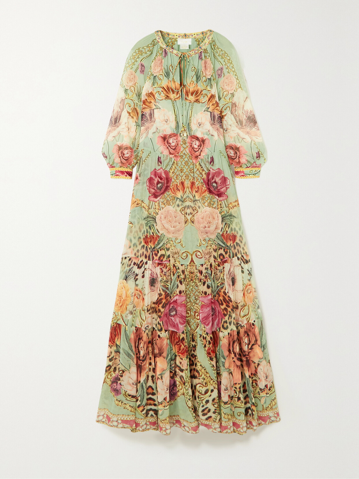 Camilla Crystal-embellished Printed Silk-crepon Maxi Dress