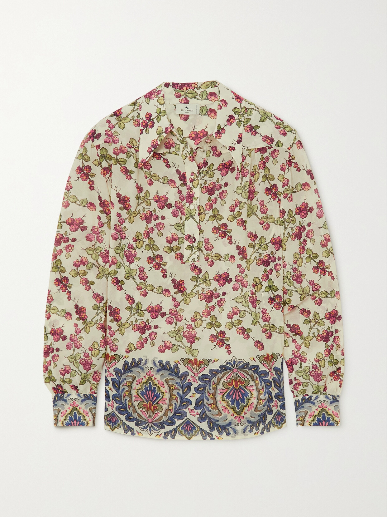 Etro Printed Silk-crepe Shirt - White