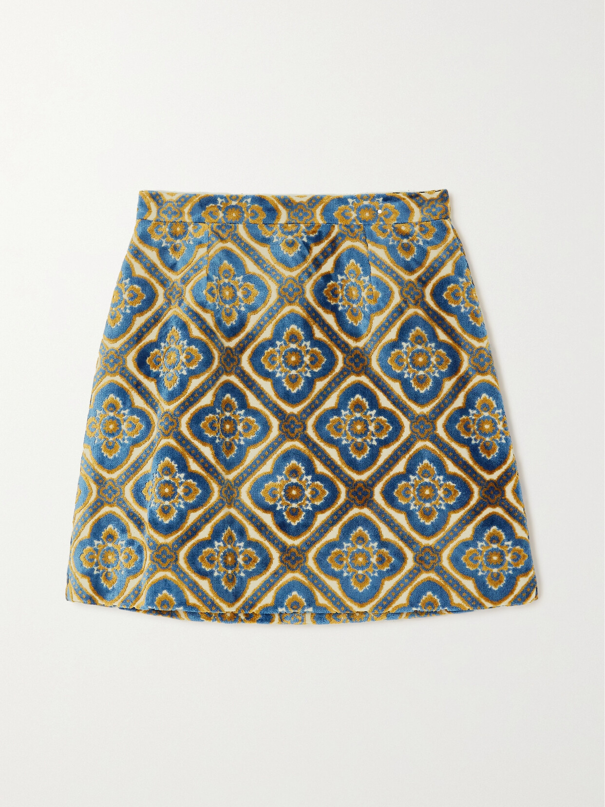 Etro - Velvet-jacquard Mini Skirt - Blue