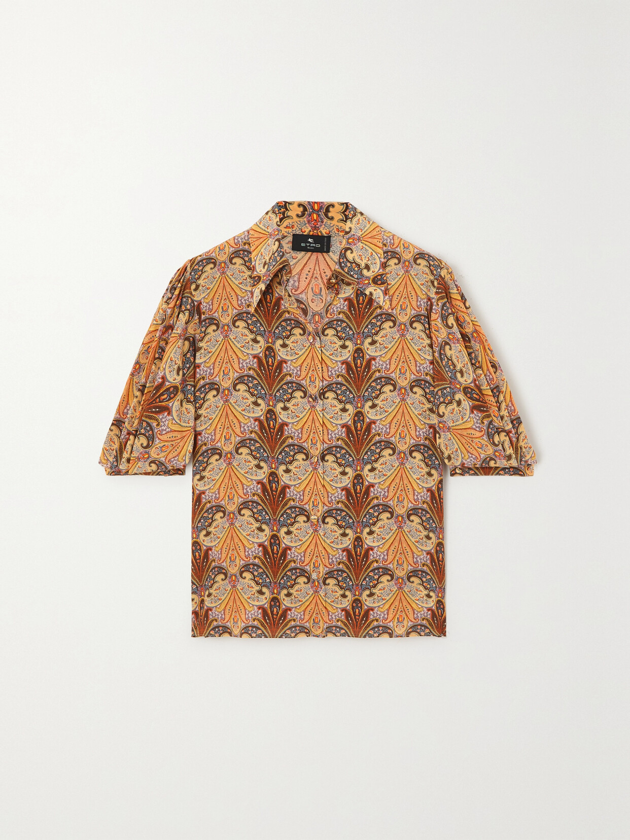Etro Printed Silk-crepe Shirt - Brown