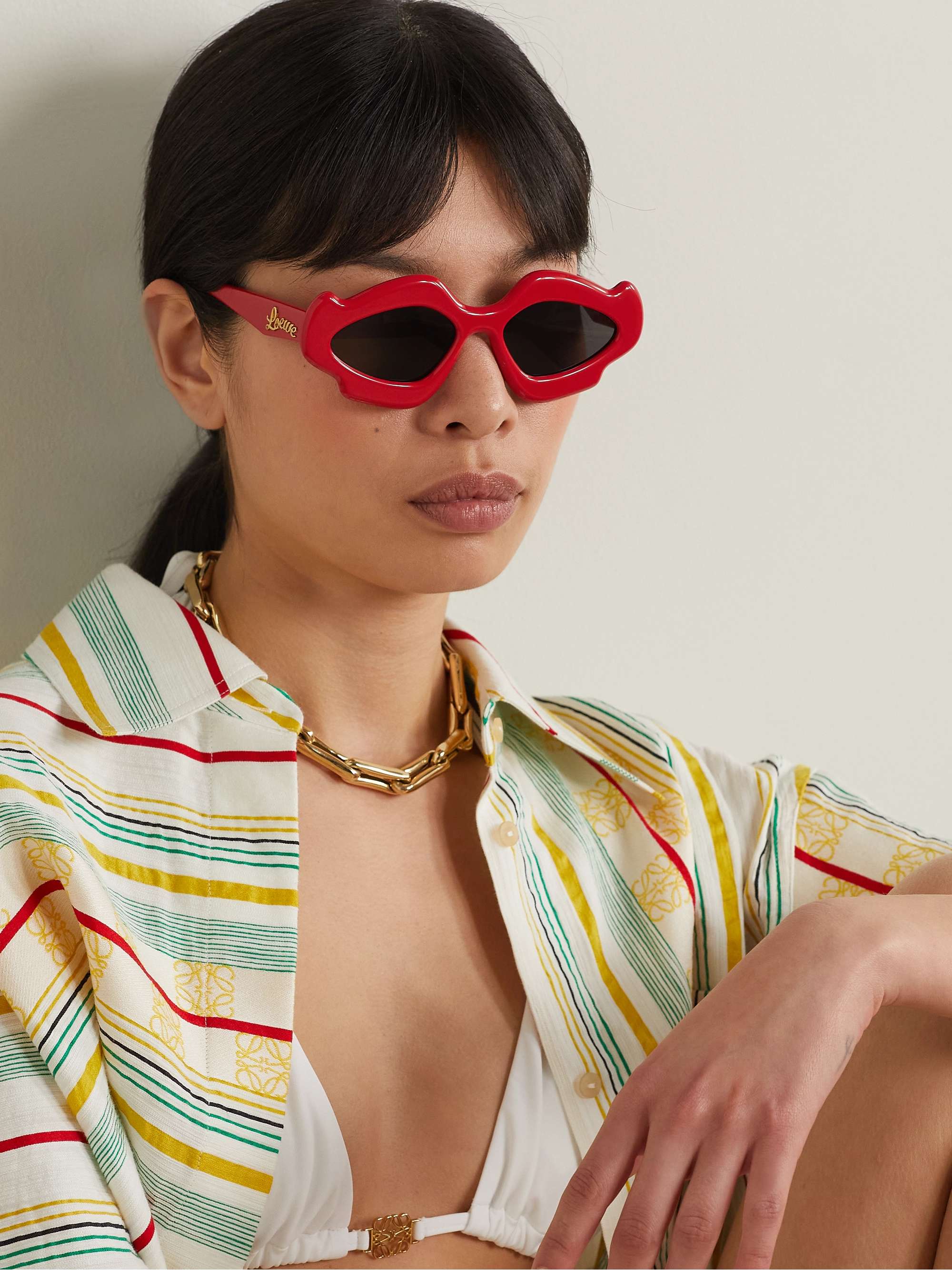 LOEWE EYEWEAR Oversized ovalframe acetate sunglasses NETAPORTER