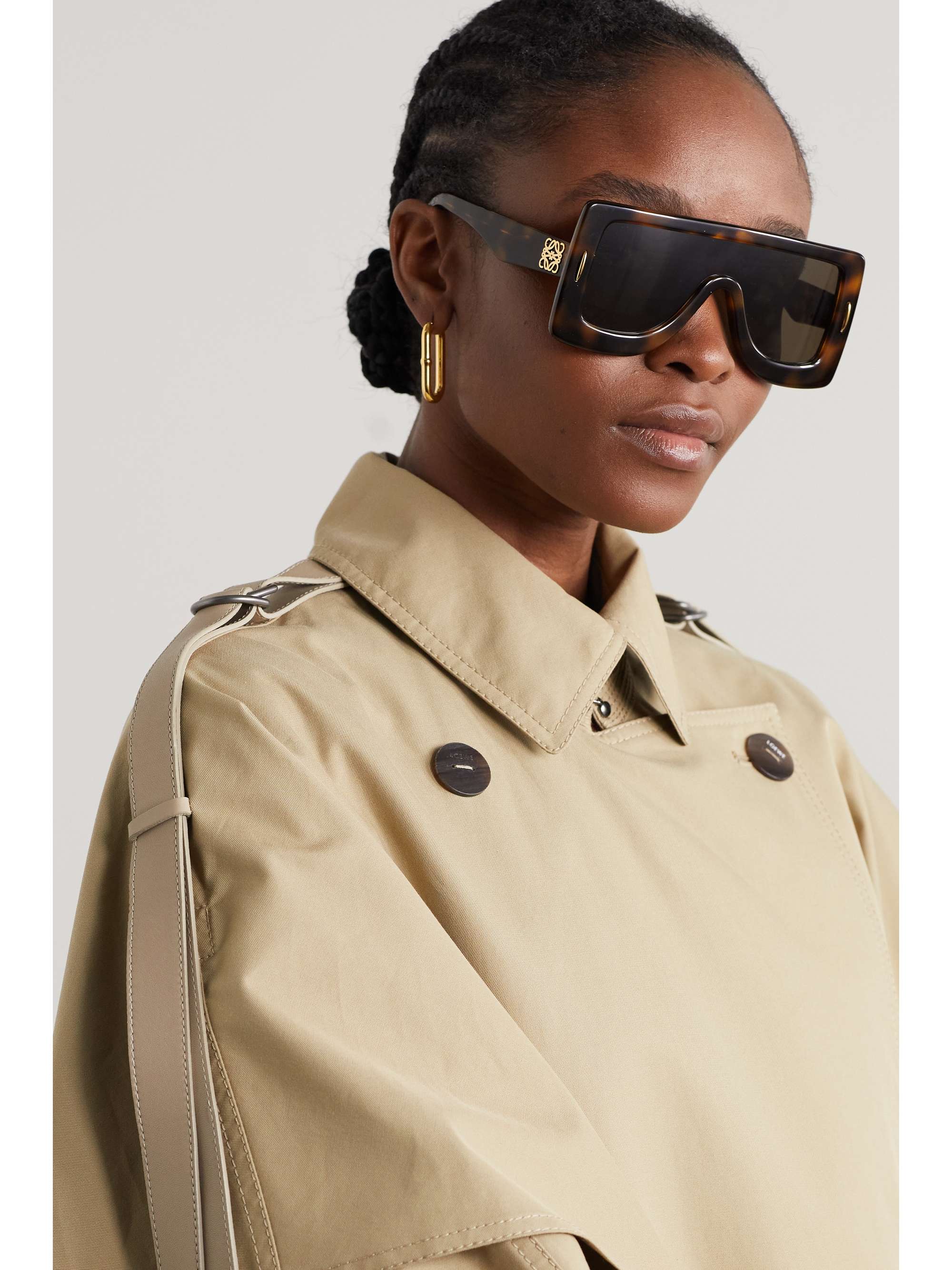 LOEWE EYEWEAR Oversized D-frame tortoiseshell acetate sunglasses