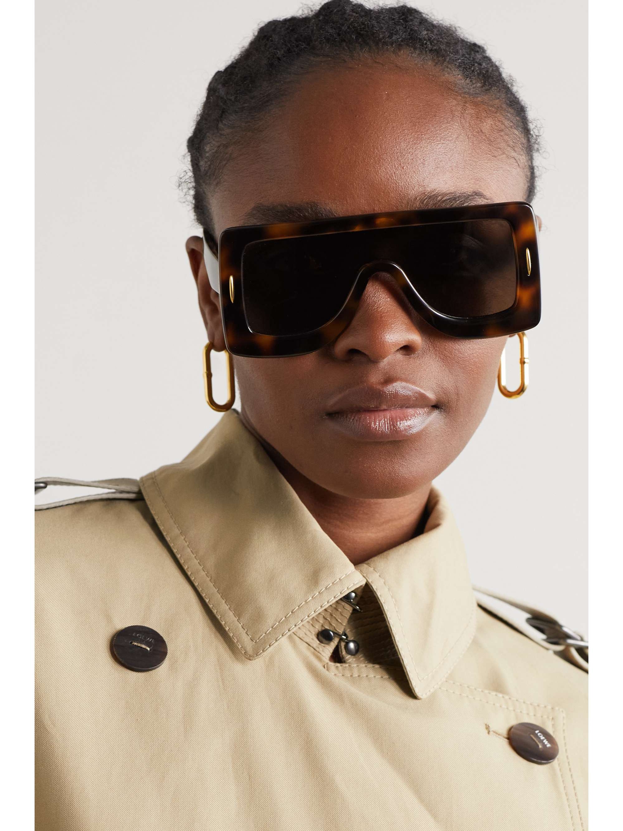 LOEWE EYEWEAR Oversized D-frame tortoiseshell acetate sunglasses