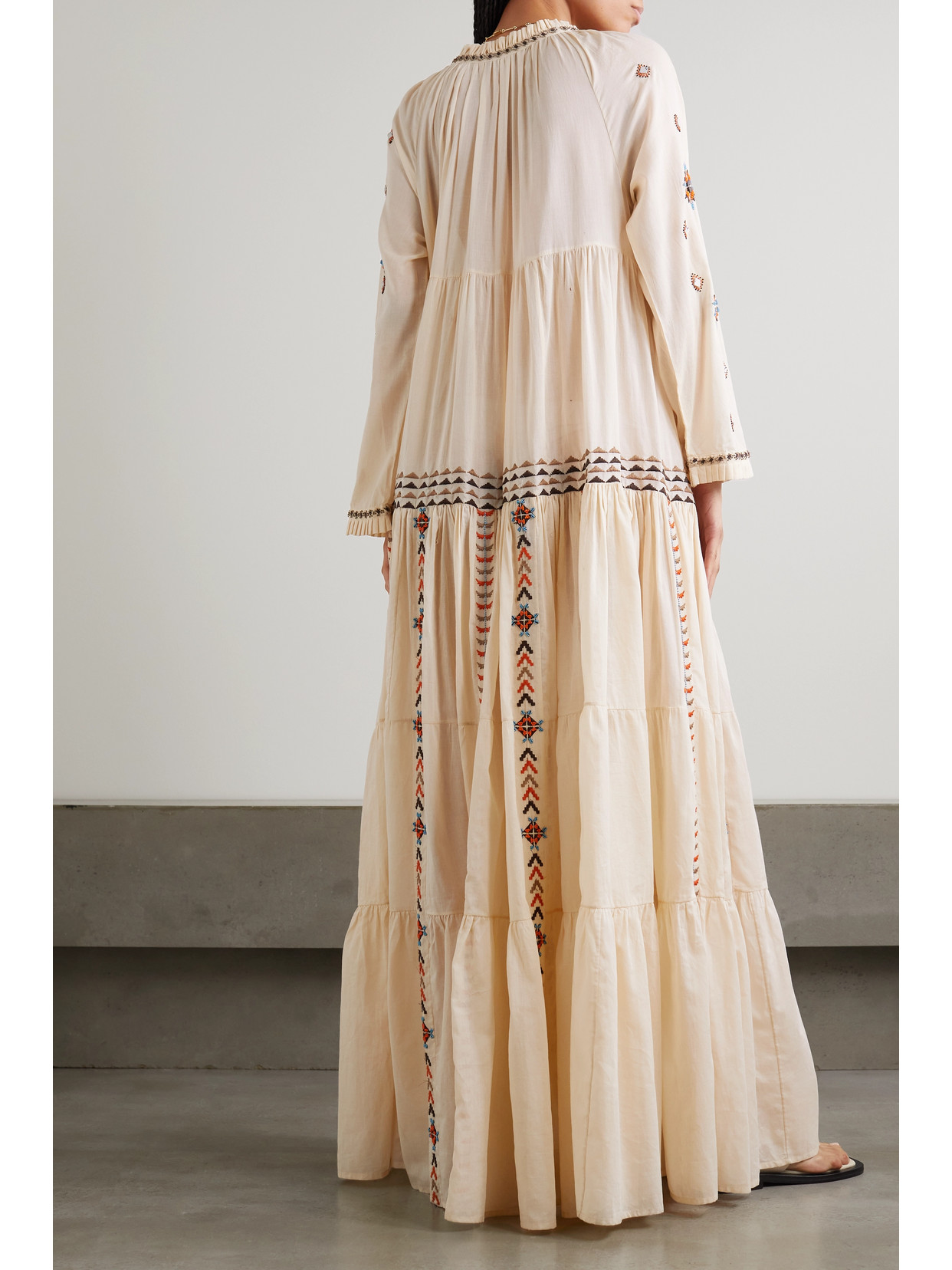 Fortela Wafra Abstract-embroidered Tunic Dress In Beige