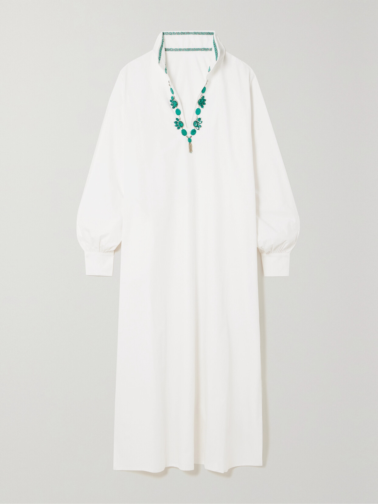 Fortela - Abbas Embellished Cotton Kaftan - White