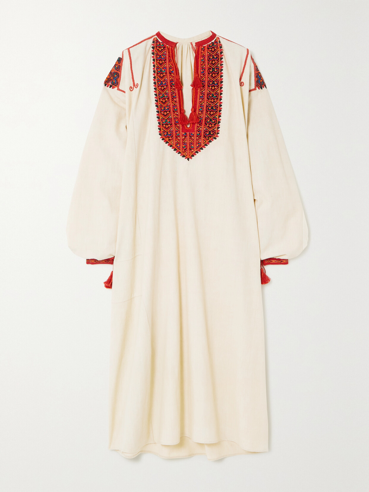 Fortela Afra Embellished Embroidered Cotton-voile Midi Dress