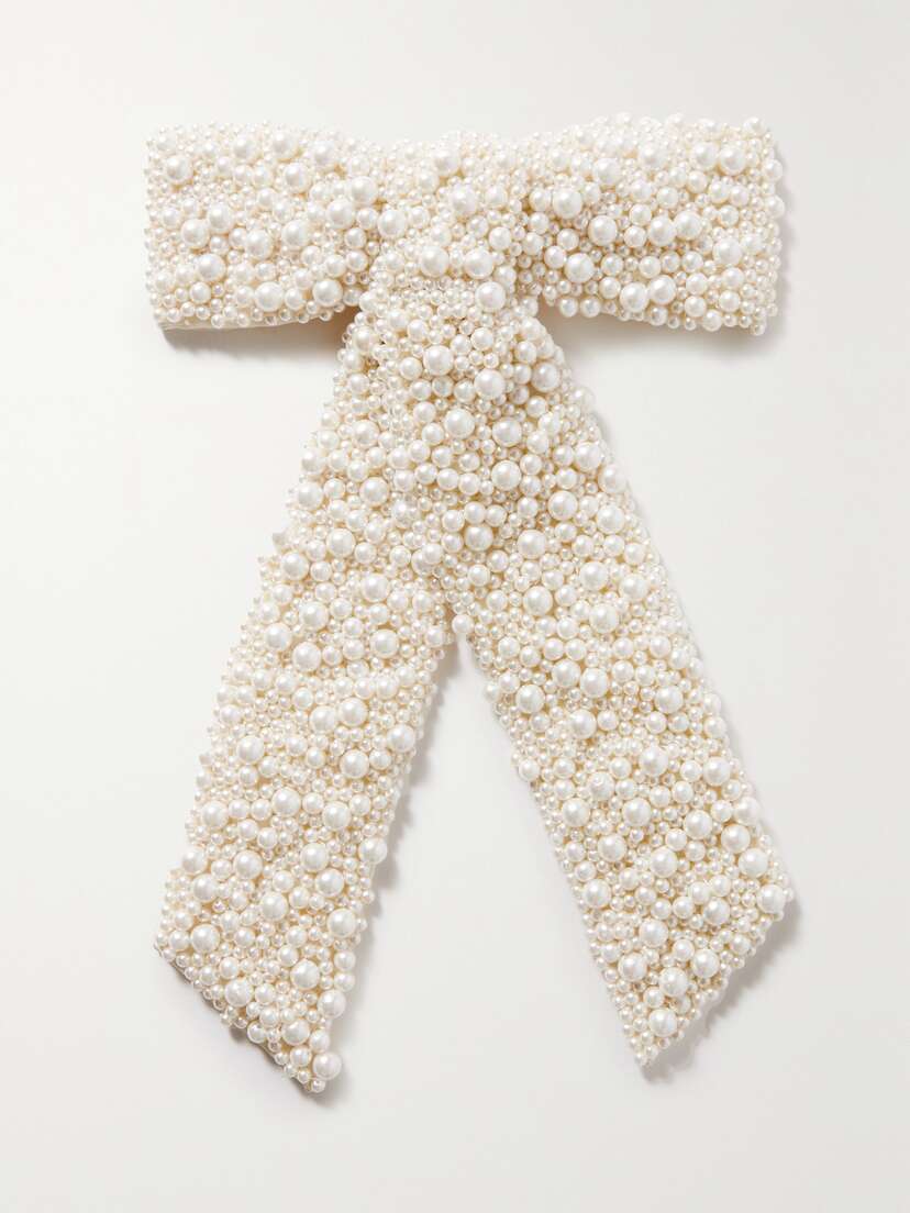 Jennifer Behr + Net Sustain Bailey Faux Pearl-embellished Tulle Bow Hair Clip