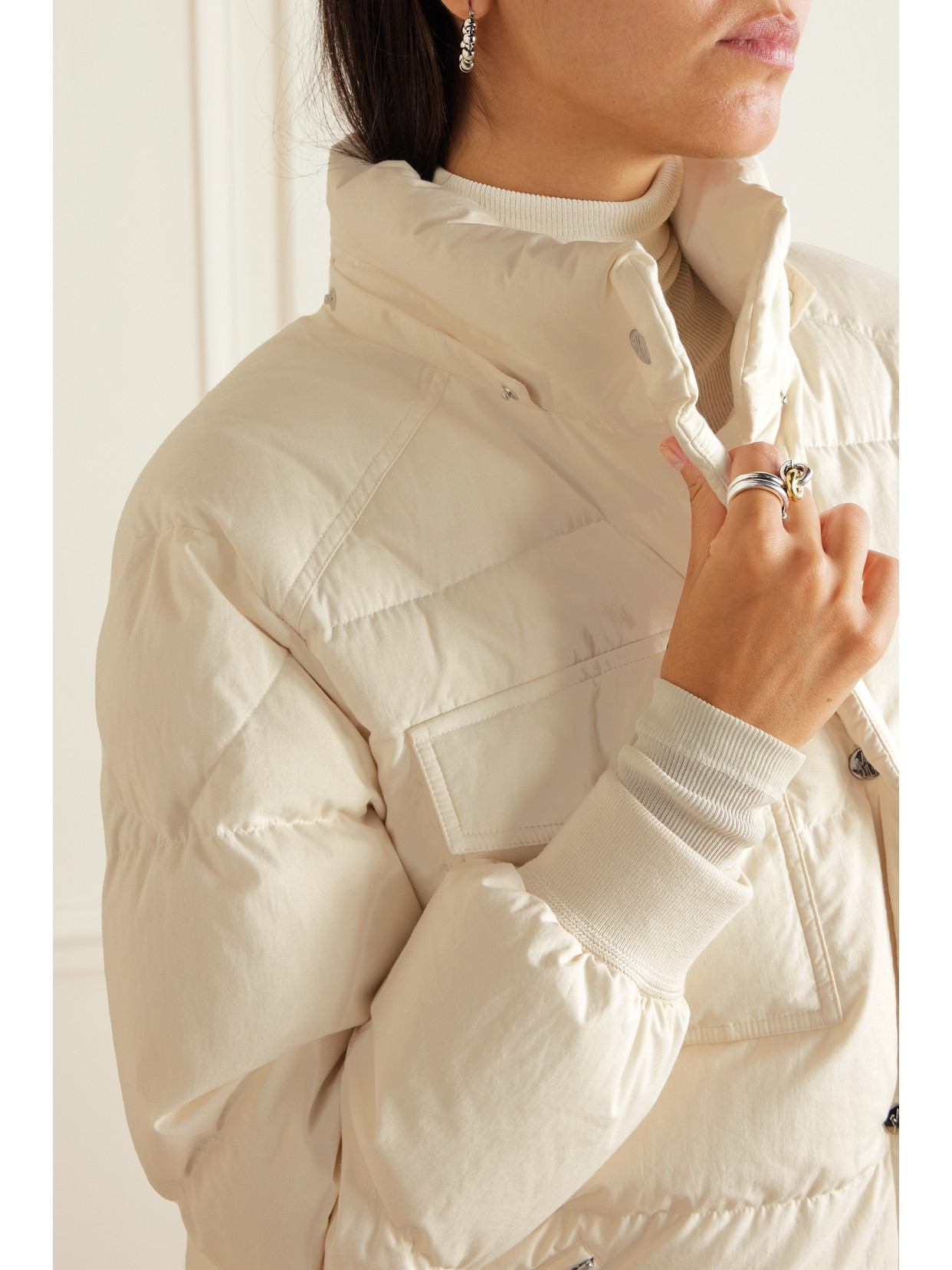 Shop Moncler Karakorum Hooded Quilted Cotton Down Jacket In White