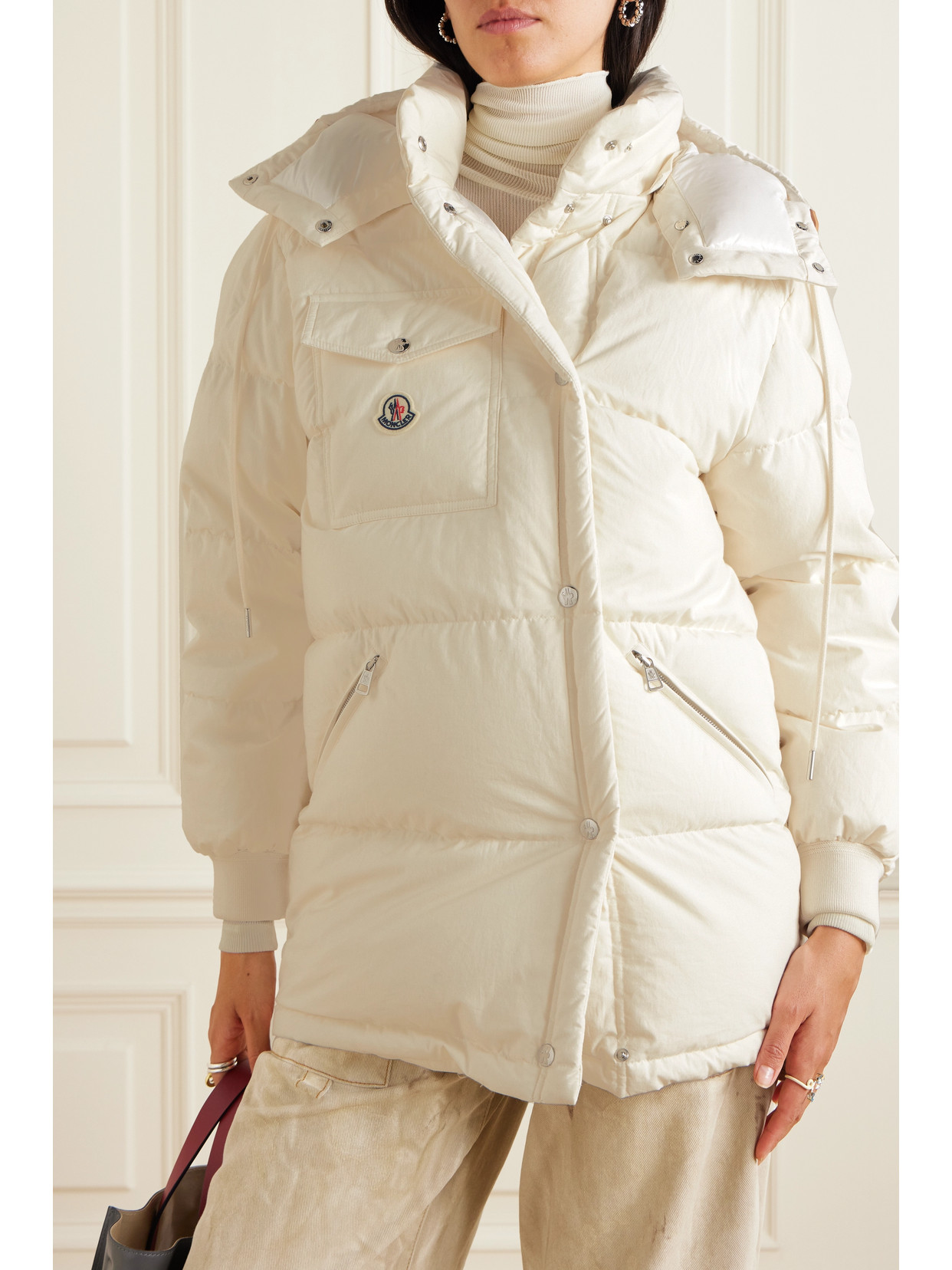 Shop Moncler Karakorum Hooded Quilted Cotton Down Jacket In White