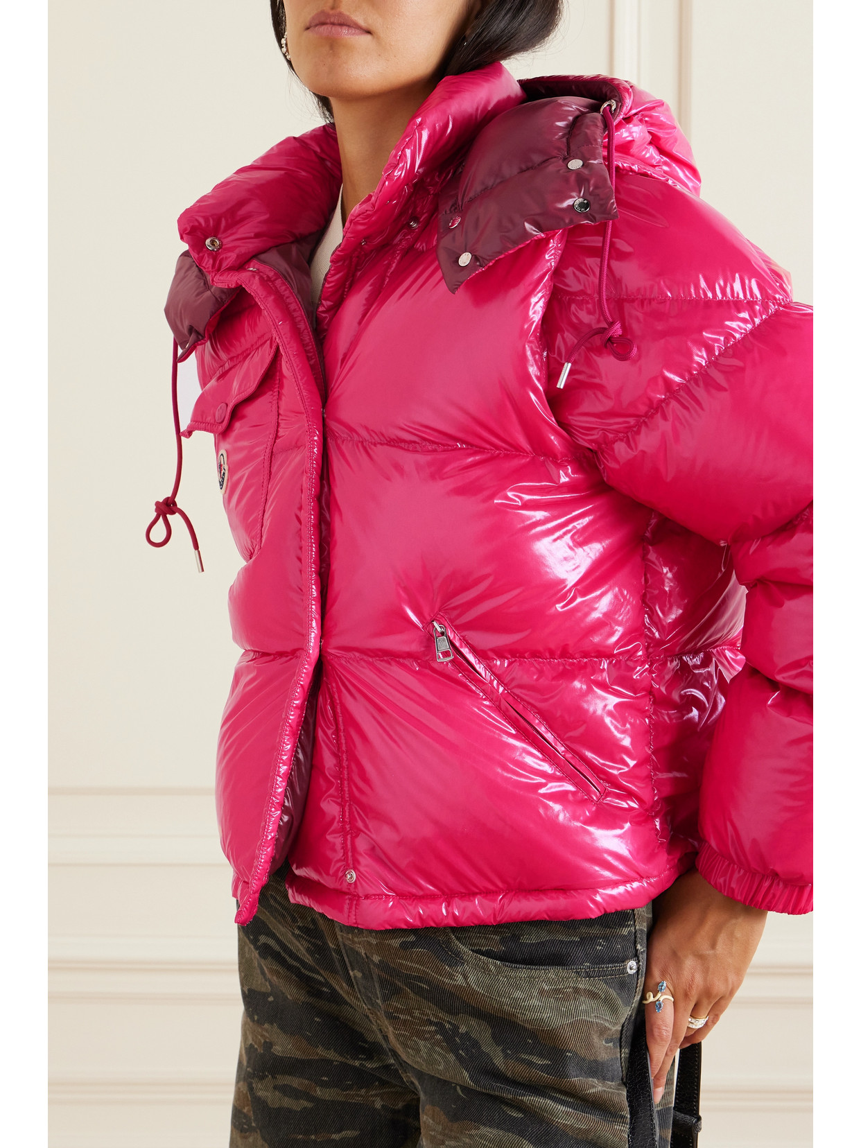 Shop Moncler Karakorum Convertible Hooded Quilted Glossed-ripstop Down Jacket In Pink