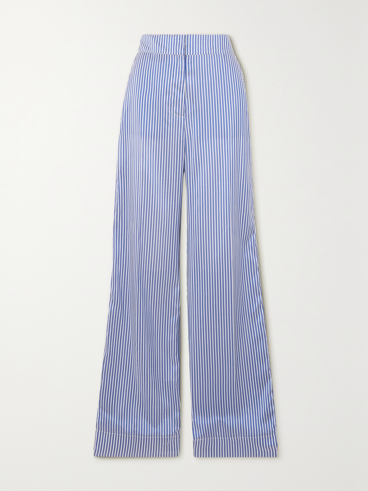 Burberry Striped Silk Straight-leg Pants - Blue