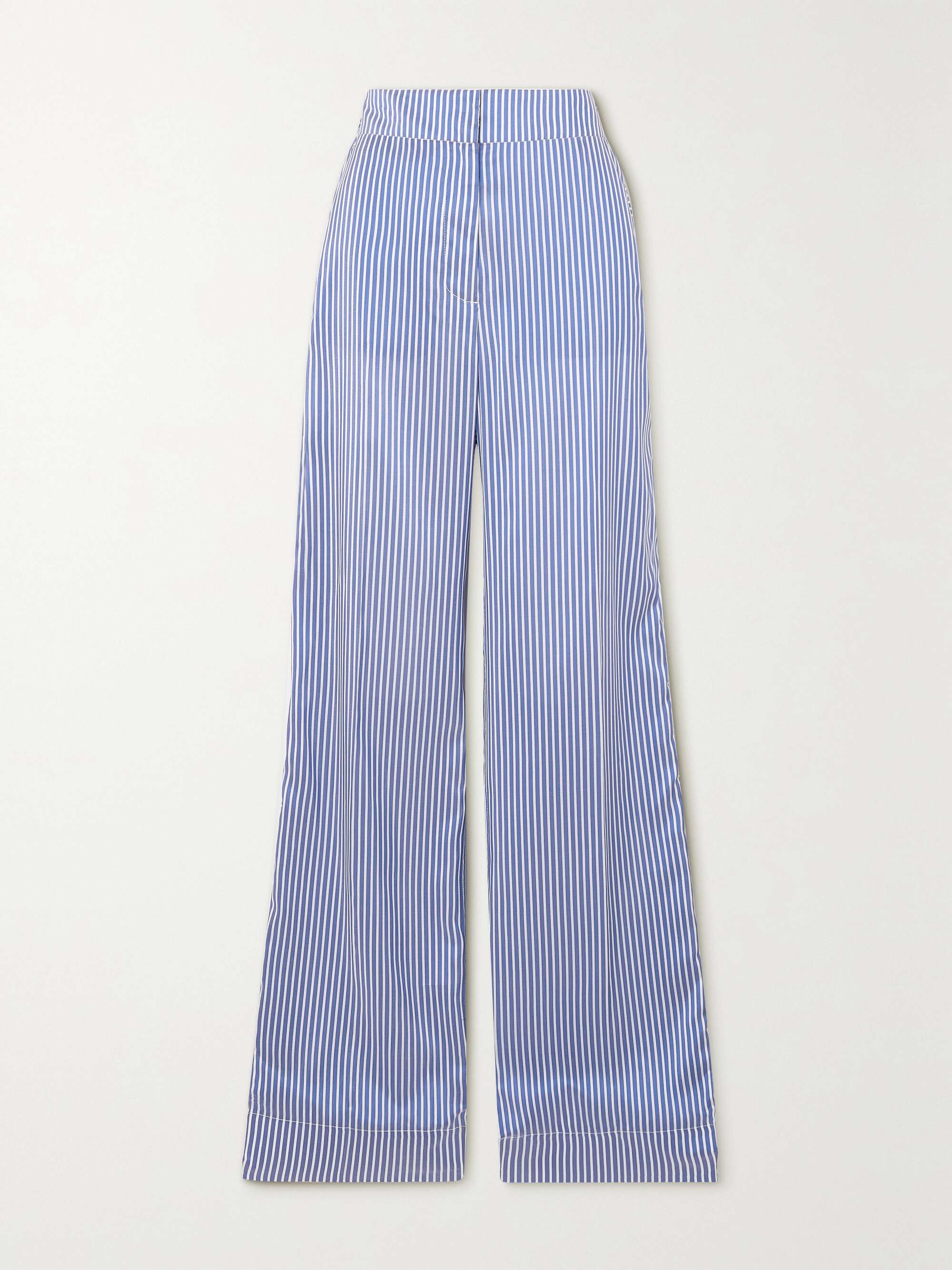 Striped silk straight-leg pants