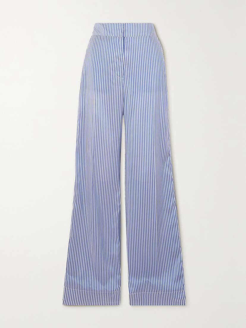 Burberry Striped Silk Straight-leg Pants -  - UK 12